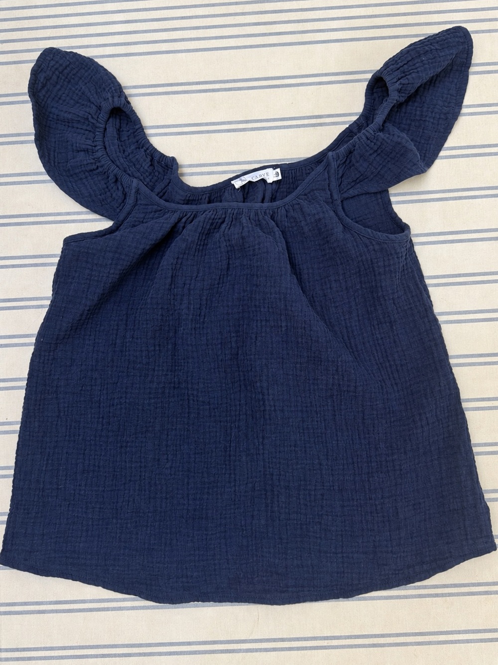 Carve Designs Blue Gauze Flutter Sleeve Top Size Small